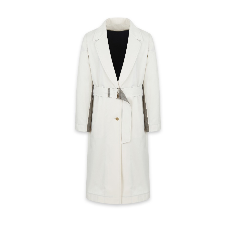 RIVERSIBLE TRENCH COAT (IVORY/GRAY CHECK)